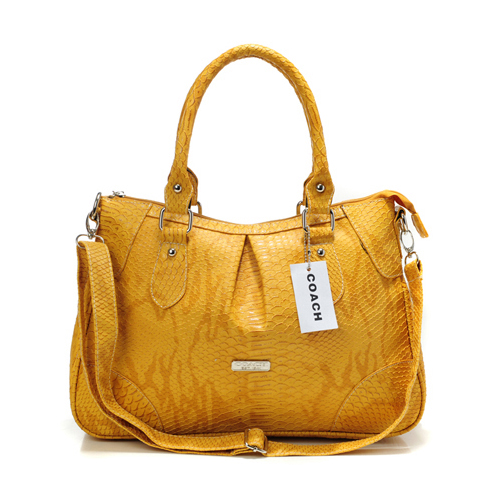 Coach Madison Embossed Medium Yellow Satchels DEM | Women - Click Image to Close